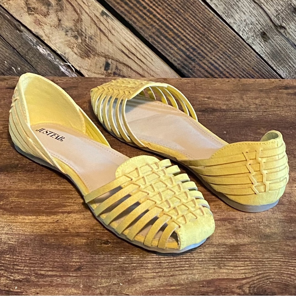 Pale Yellow Woven Flats